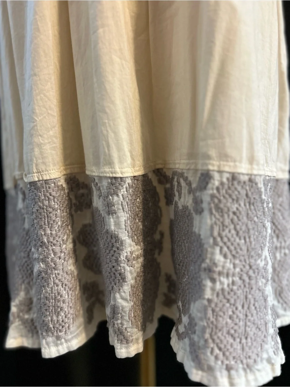 Free People Cream Lace-Trim Mini Dress with Lavender Hem